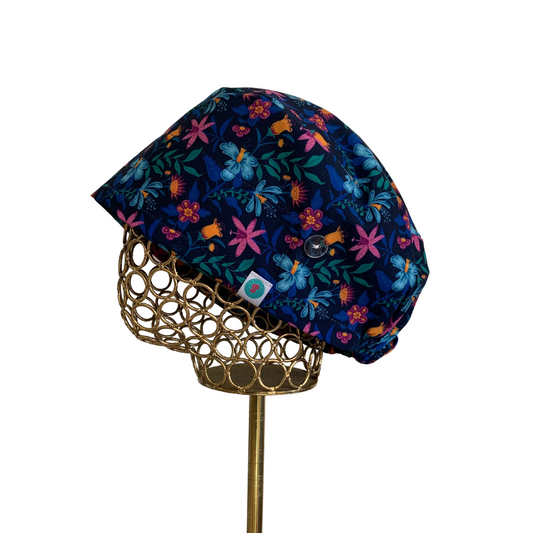 Gorro clínico antifluidos - Floral azul